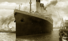 Titanic at Dock B&W Photo